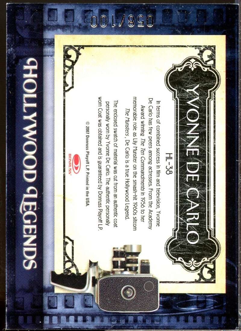 Yvonne De Carlo 2007 Americana Hollywood Legend Material Silver Screen /100 #38  Image 2