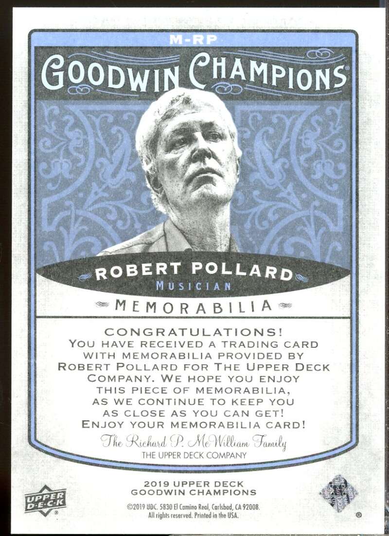 Robert Pollard Card 2019 Upper Deck Goodwin Champions Memorabilia #MRP  Image 2