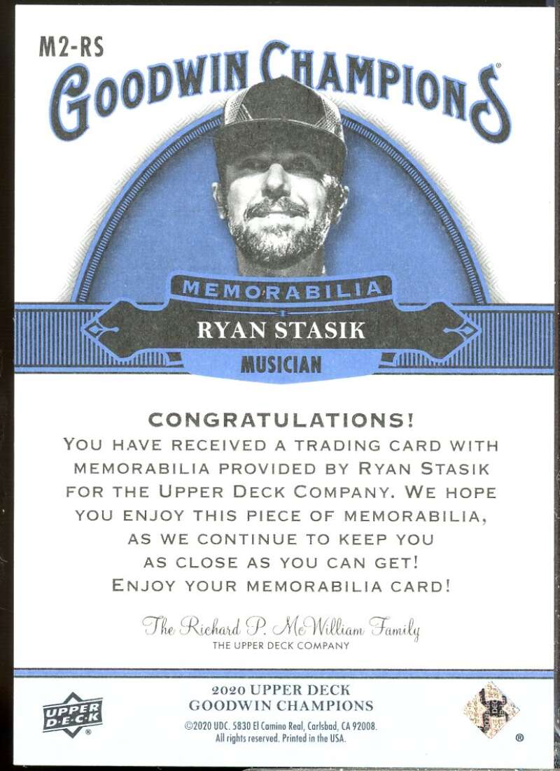 Ryan Stasik 2020 Upper Deck Goodwin Champions Dual Swatch Memorabilia #M2RS  Image 2