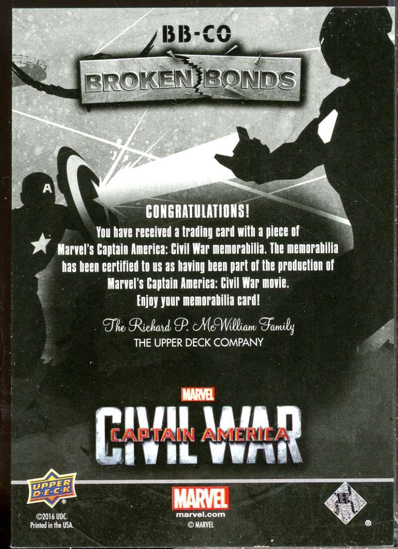 Crossbones 2016 Upper Deck Captain America Civil War Broken Bonds Relics #BBCO  Image 2