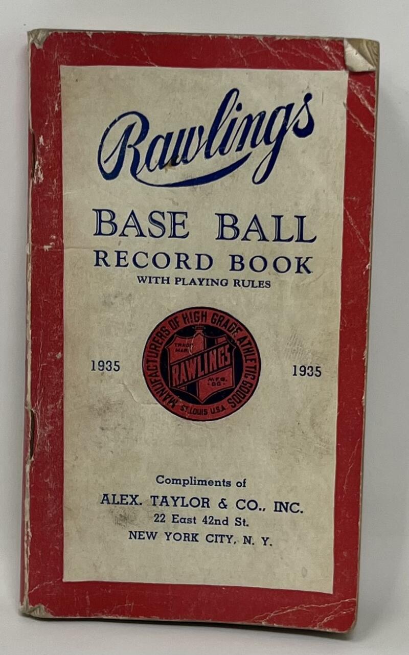 1935 Rawlings Base Ball Record Book w/ Playing Rules Image 1