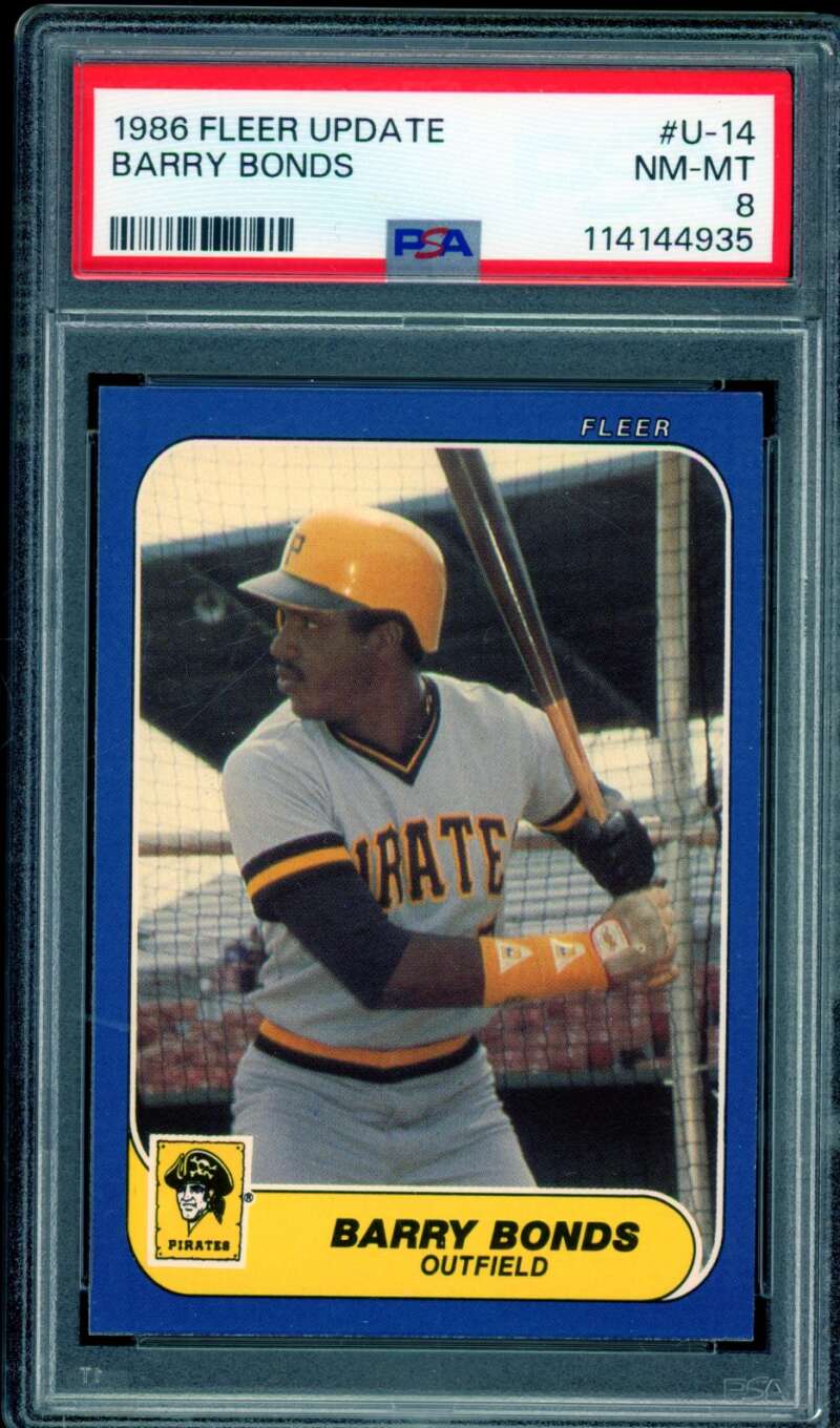 Barry Bonds Rookie Card 1986 Fleer Update #U-14 PSA 8 Image 1