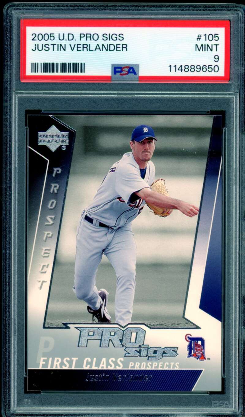Justin Verlander Rookie Card 2005 U.D. Pro Sigs #105 PSA 9 Image 1