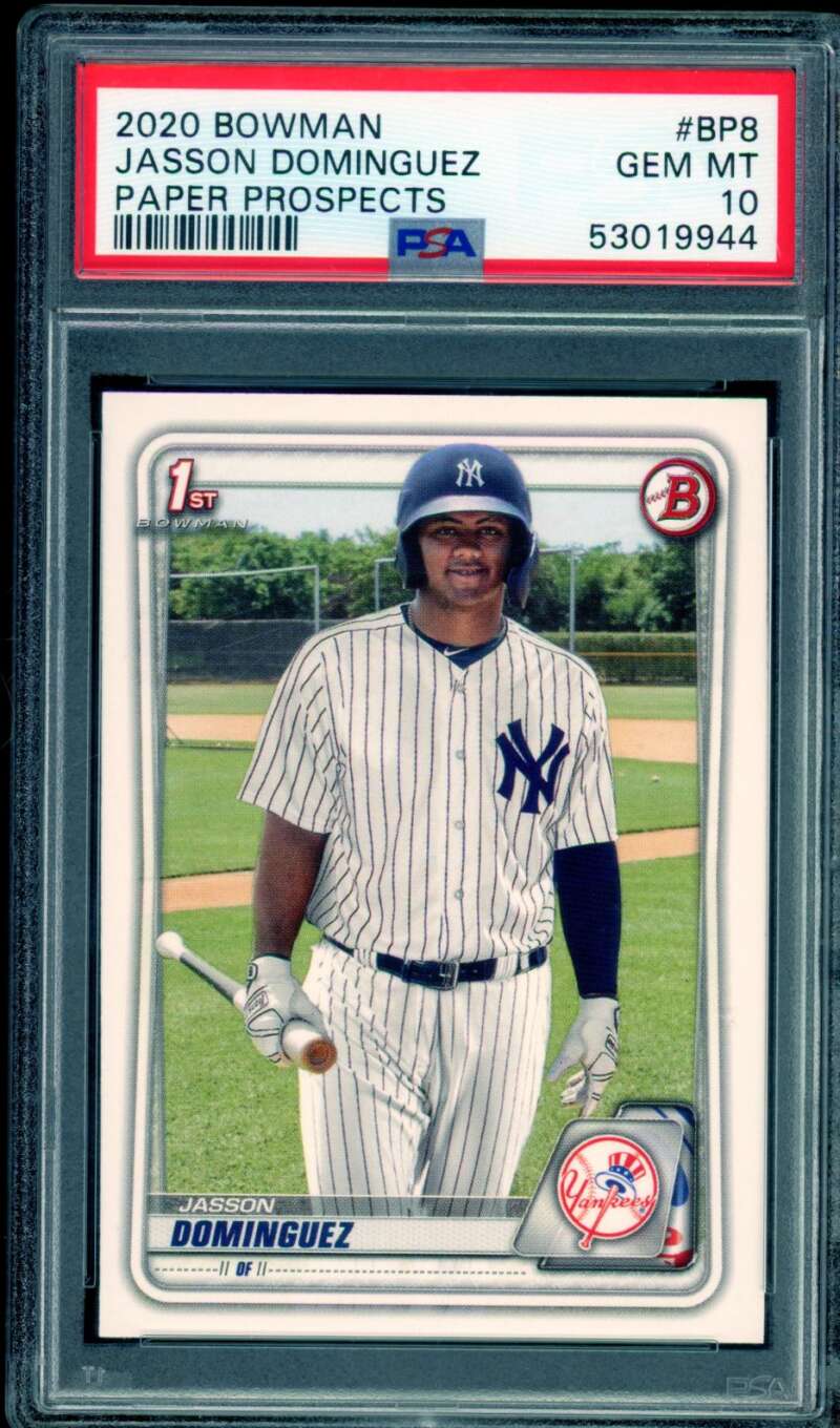 Jasson Dominguez Rookie Card 2020 Bowman Paper Prospects #BP8 PSA 10 Image 1