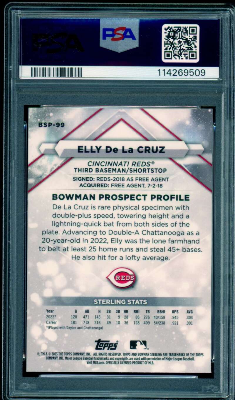 Elly De La Cruz Rookie Card 2023 Bowman Sterling #BSP99 PSA 10 Image 2