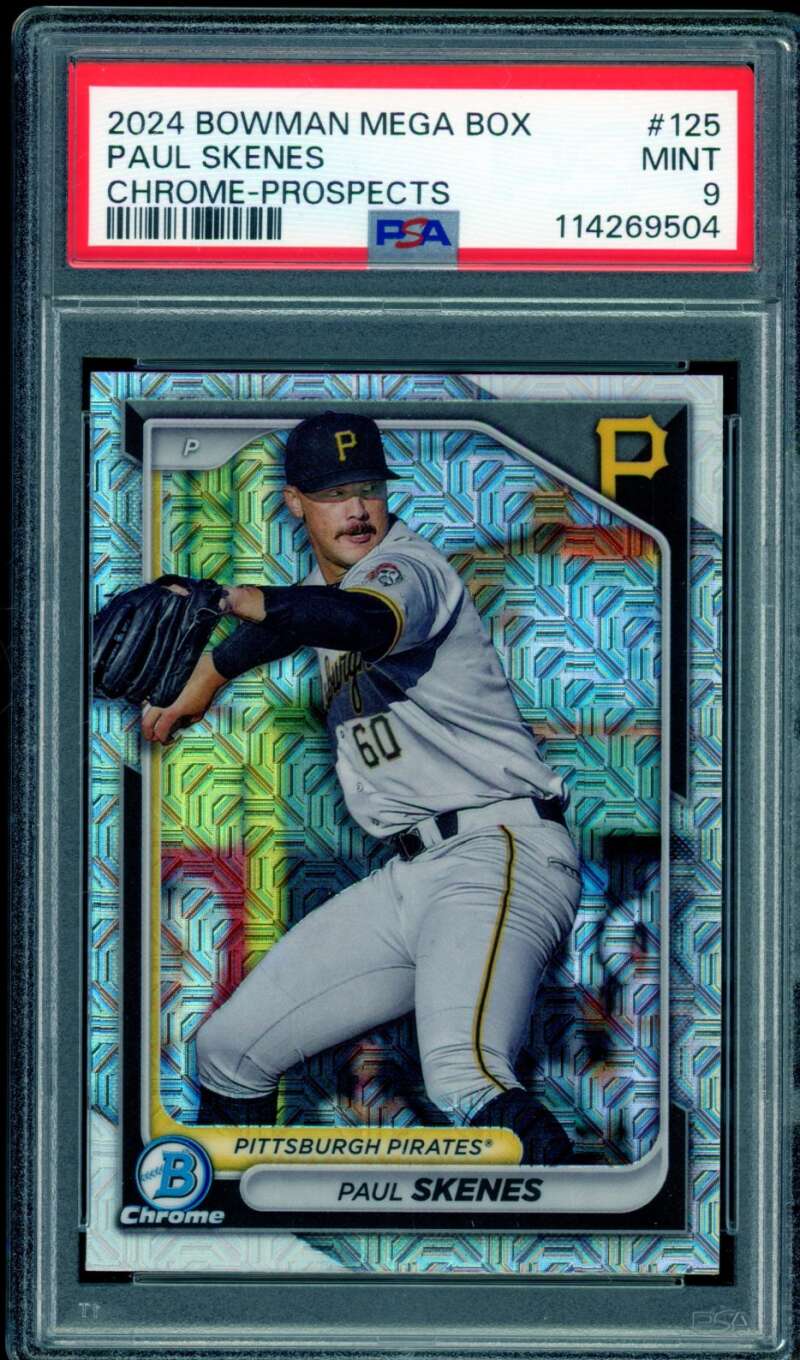 Paul Skenes Rookie Card 2024 Bowman Mega Box Chrome Prospects #125 PSA 9 Image 1