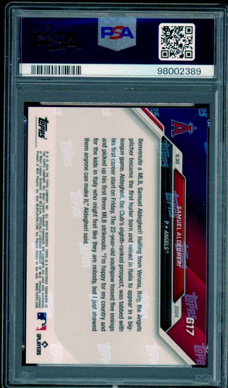 Samuel Aldegheri Rookie Card 2024 Topps Now #617 PSA 10 Image 2