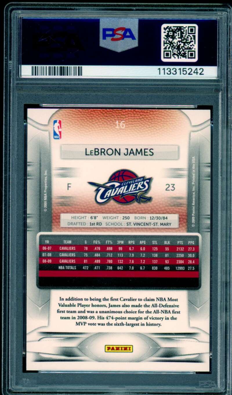LeBron James Card 2009-10 Panini Prestige #16 PSA 9 Image 2