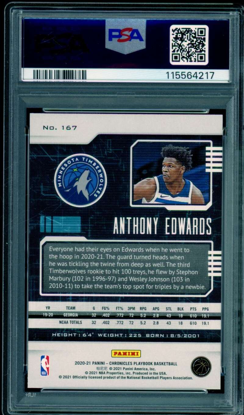Anthony Edwards Rookie Card 2020-21 Chronicles #167 PSA 10 Image 2