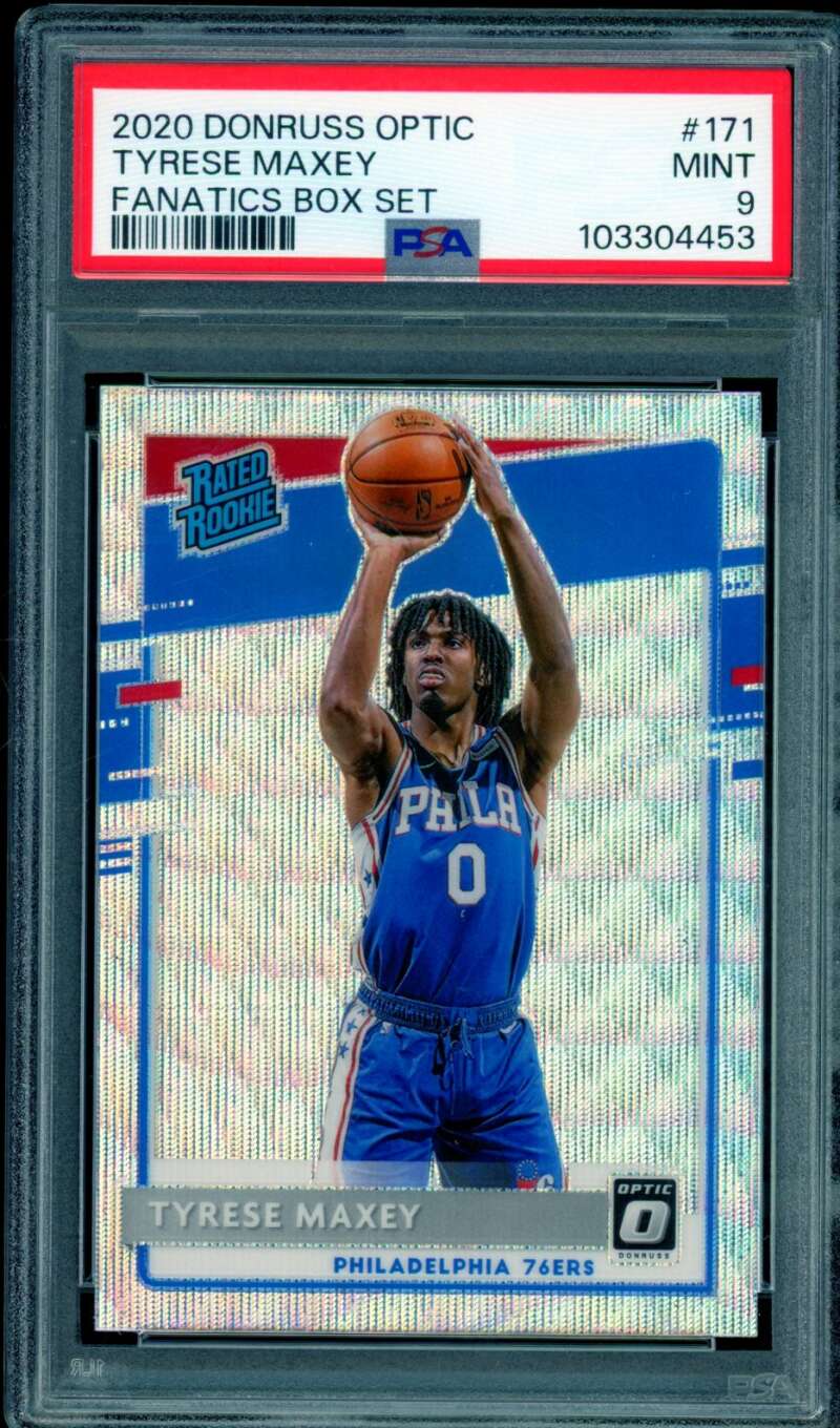 Tyrese Maxey Rookie Card 2020-21 Donruss Optic Fanatics Box Set #171 PSA 9 Image 1