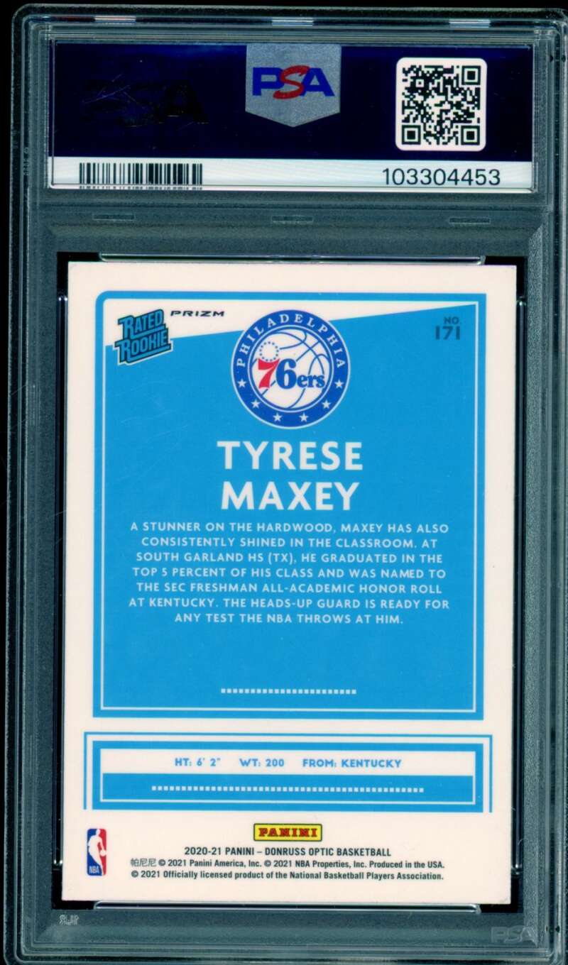 Tyrese Maxey Rookie Card 2020-21 Donruss Optic Fanatics Box Set #171 PSA 9 Image 2
