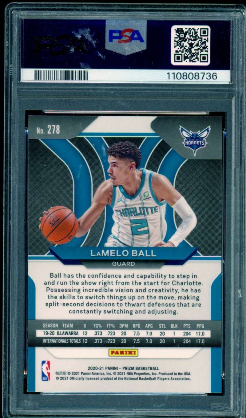 LaMelo Ball Rookie Card 2020-21 Panini Prizm #278 PSA 9 Image 2