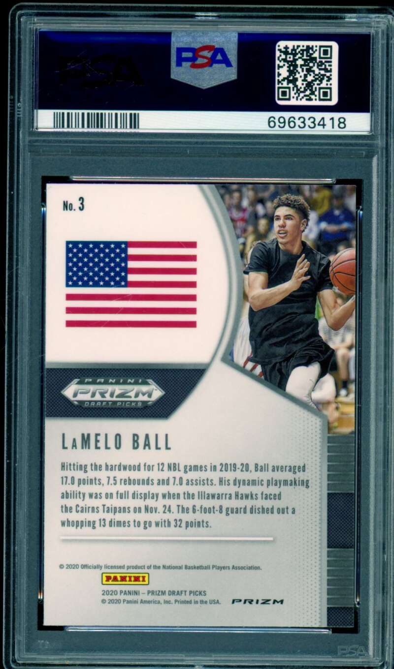LaMelo Ball Rookie Card 2020-21 Panini Prizm DP #3 PSA 9 Image 2