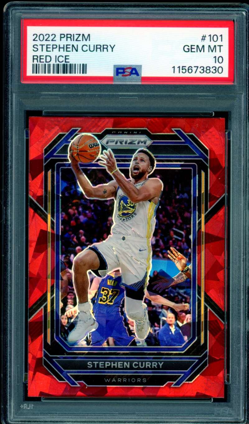 Stephen Curry Card 2022-23 Prizm Red Ice #101 PSA 10 Image 1