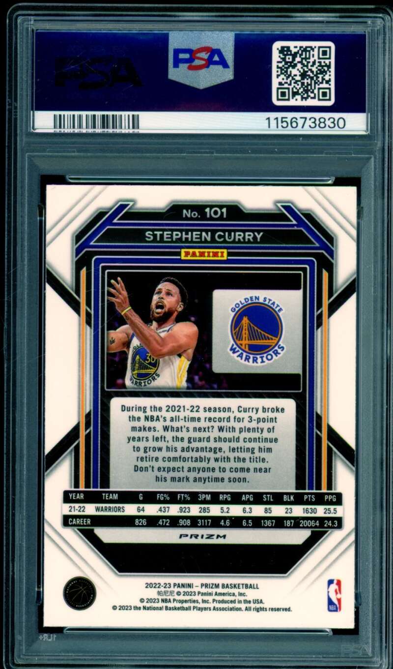 Stephen Curry Card 2022-23 Prizm Red Ice #101 PSA 10 Image 2