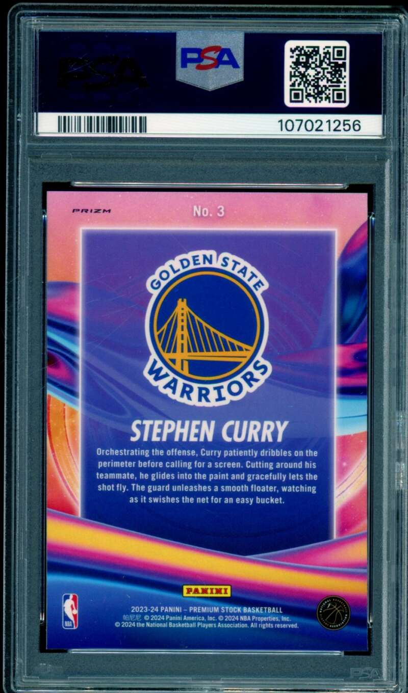 Stephen Curry 2023-24 Hoops Premium Stock Anti Gravity Silver Prizm #3 PSA 10 Image 2