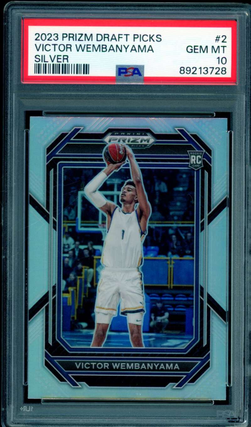 Victor Wembanyama Rookie Card 2023-24 Prizm Draft Picks Silver #2 PSA 10 Image 1
