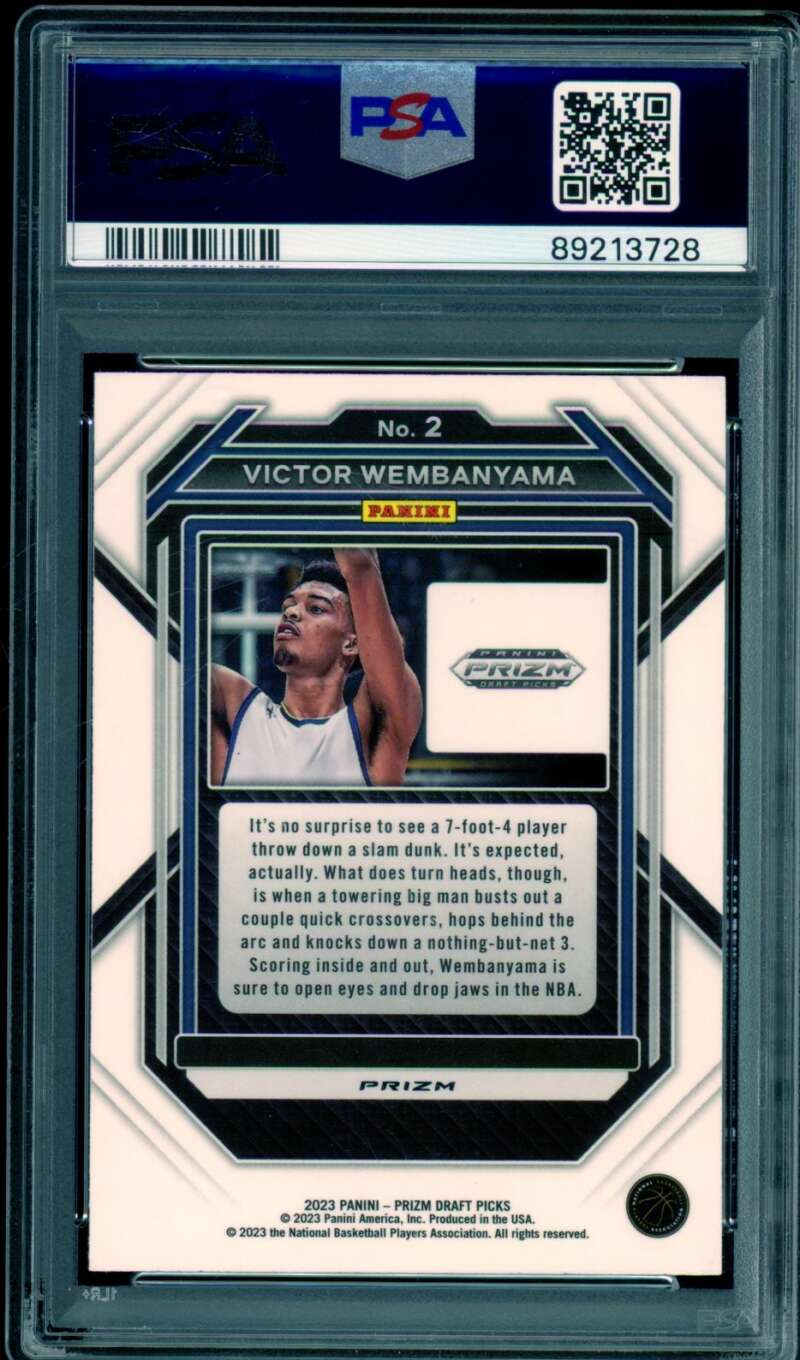 Victor Wembanyama Rookie Card 2023-24 Prizm Draft Picks Silver #2 PSA 10 Image 2