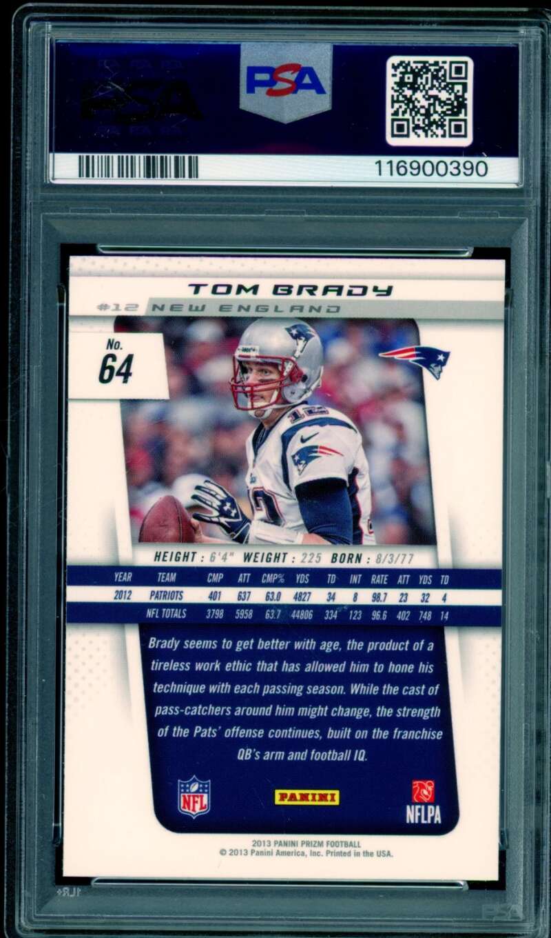Tom Brady Card 2013 Panini Prizm #64 PSA 10 Image 2