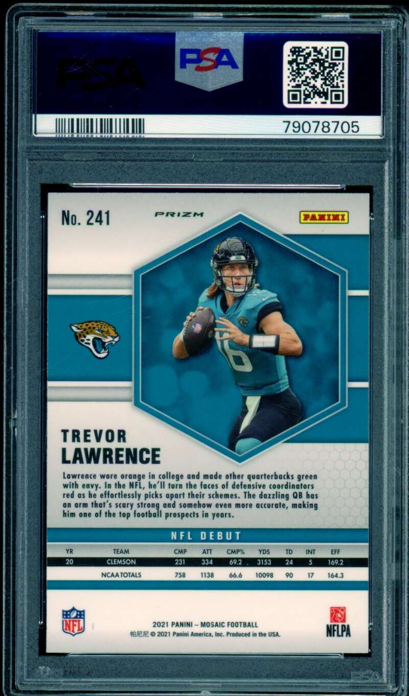 Trevor Lawrence Rookie Card 2021 Mosaic Silver #241 PSA 9 Image 2