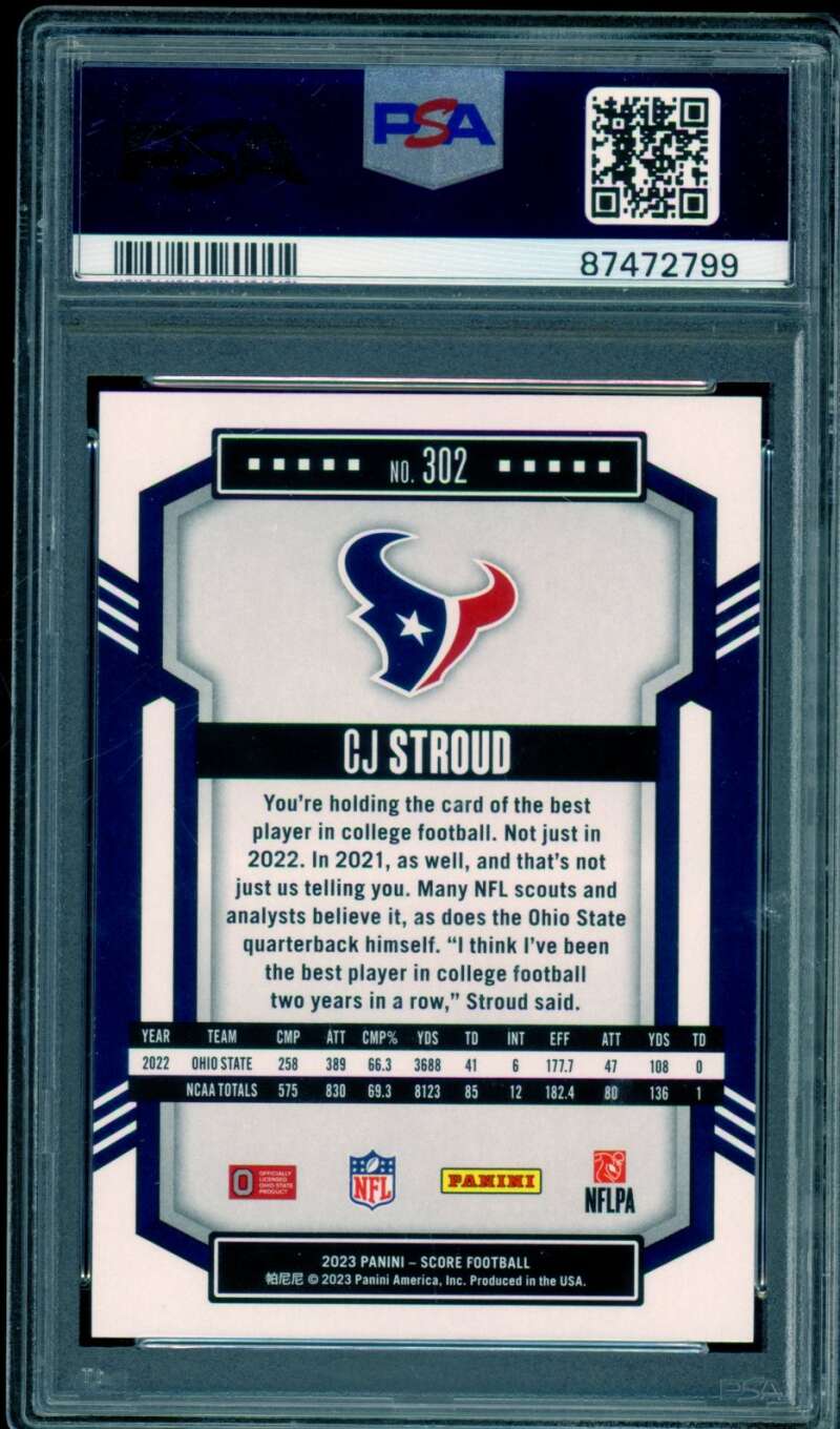 C.J. Stroud Rookie Card 2023 Score #302 PSA 9 Image 2