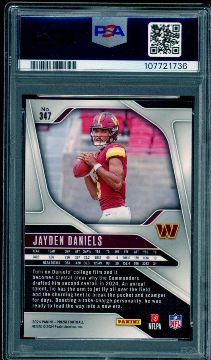 Jayden Daniels Rookie Card 2024 Prizm #347 PSA 9 Image 2