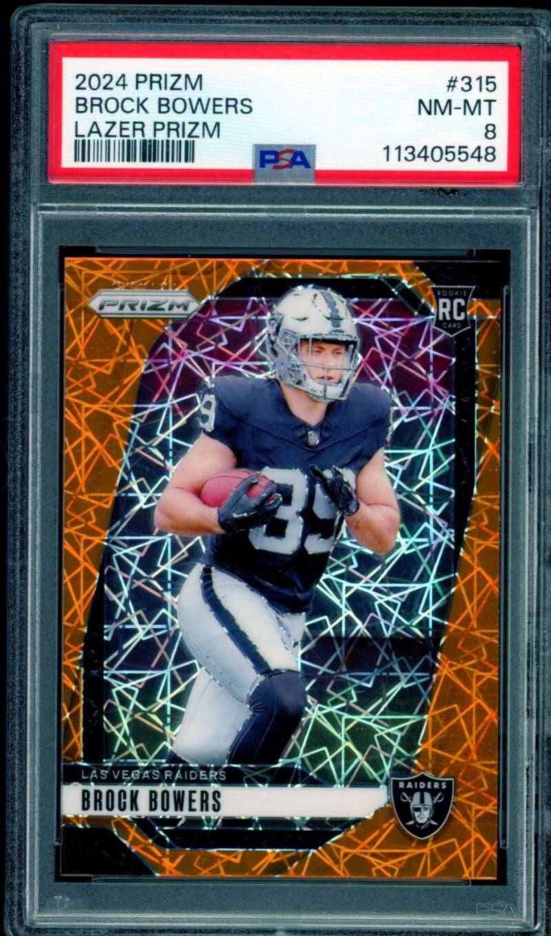 Brock Bowers Rookie Card 2024 Prizm Disco Prizms #315 PSA 8 Image 1