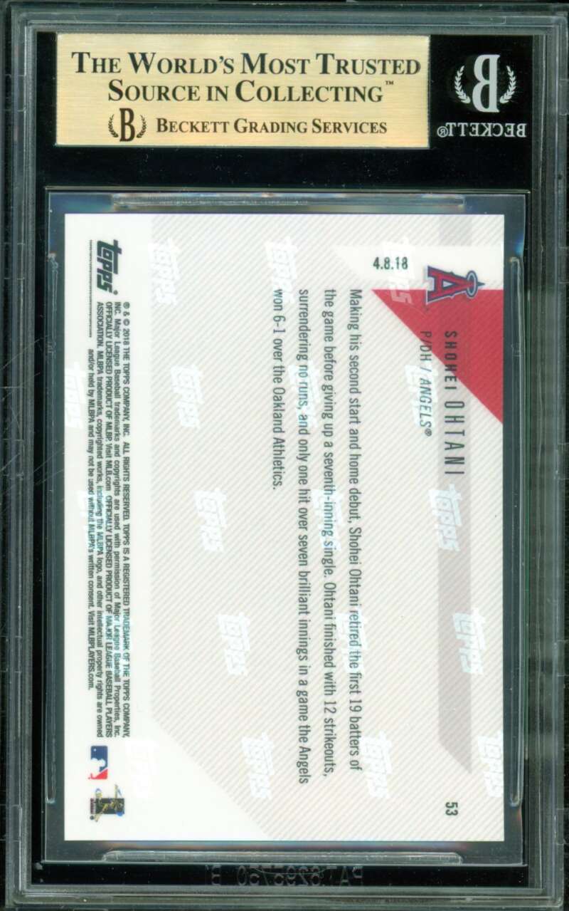 Shohei Ohtani Rookie Card 2018 Topps Now #53 BGS 9.5 Image 2