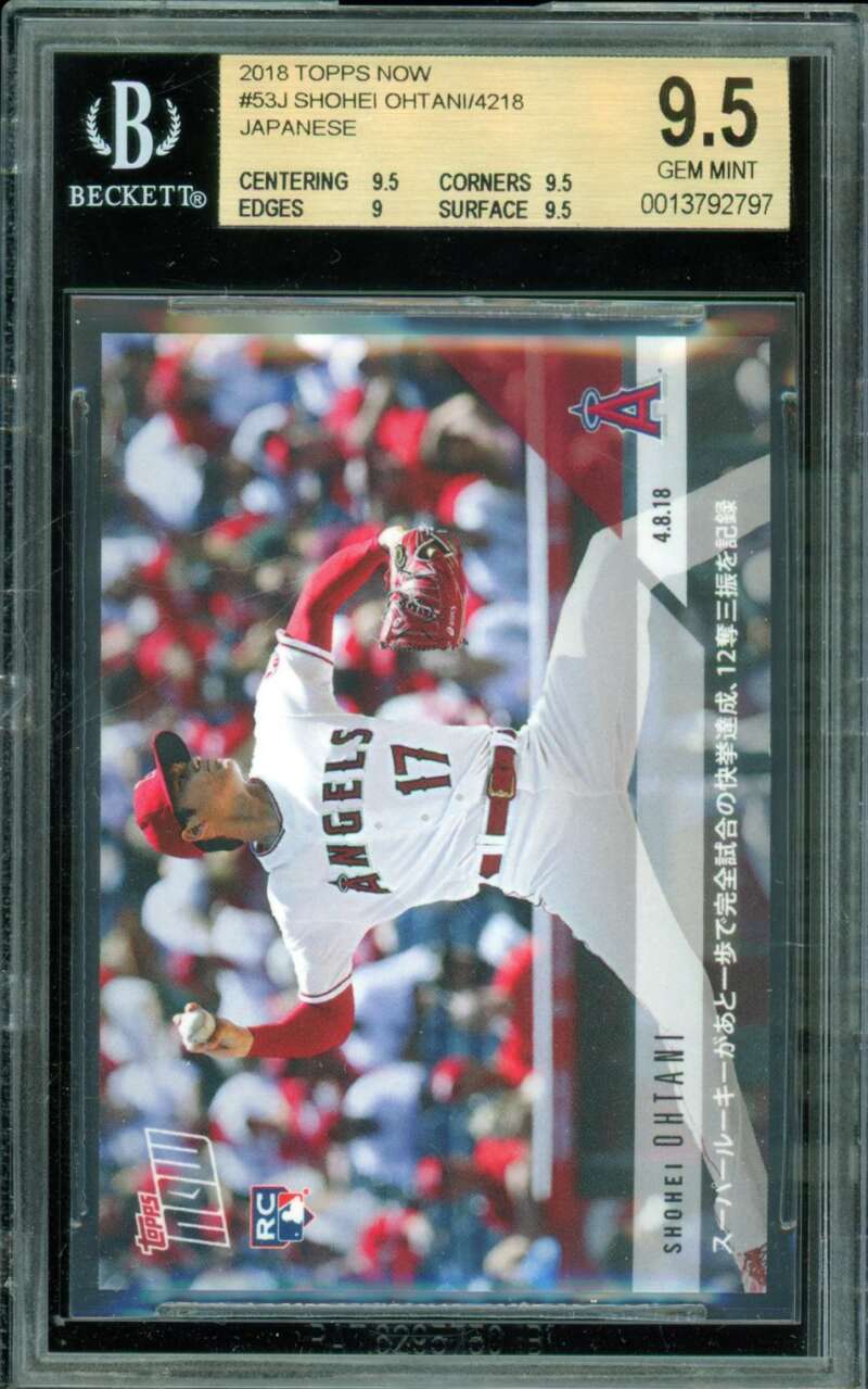 Shohei Ohtani Rookie Card 2018 Topps Now Japanese #53J BGS 9.5 Image 1