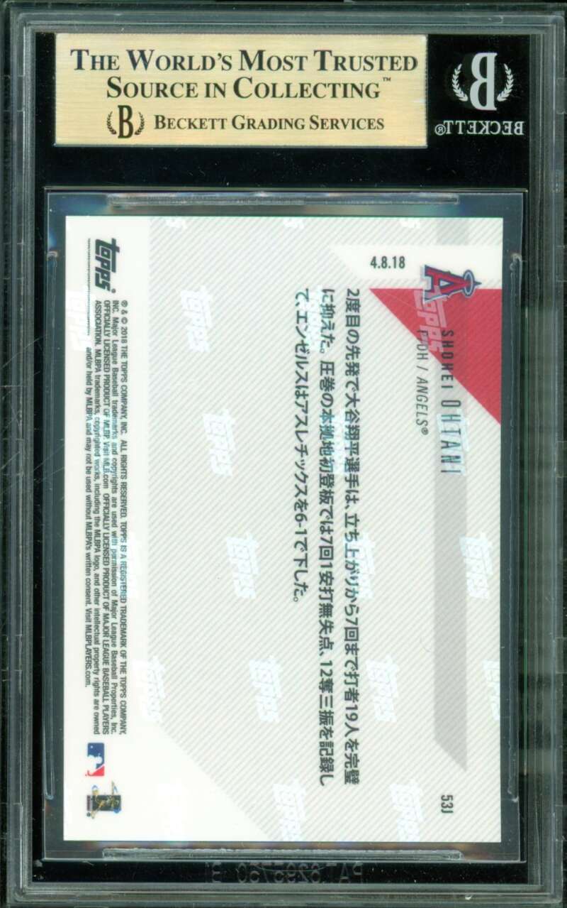 Shohei Ohtani Rookie Card 2018 Topps Now Japanese #53J BGS 9.5 Image 2
