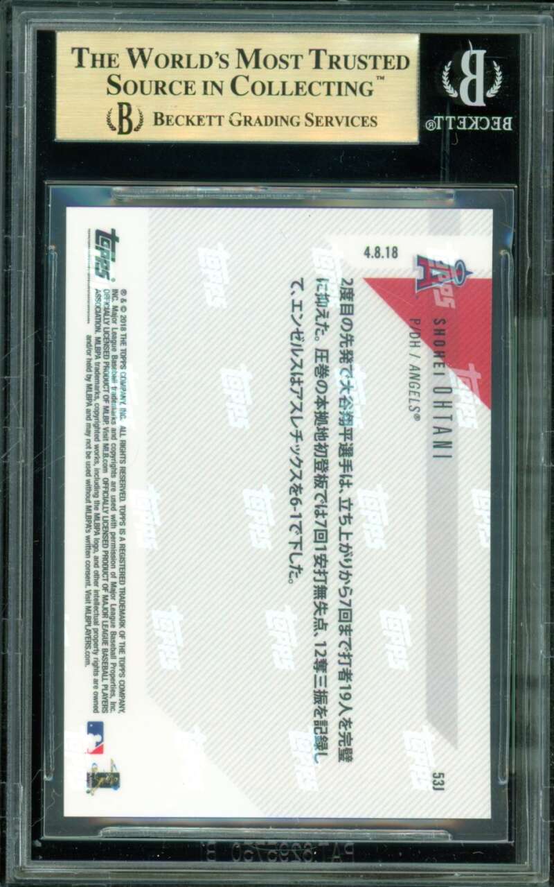 Shohei Ohtani Rookie Card 2018 Topps Now Japanese #53J BGS 9.5 Image 2