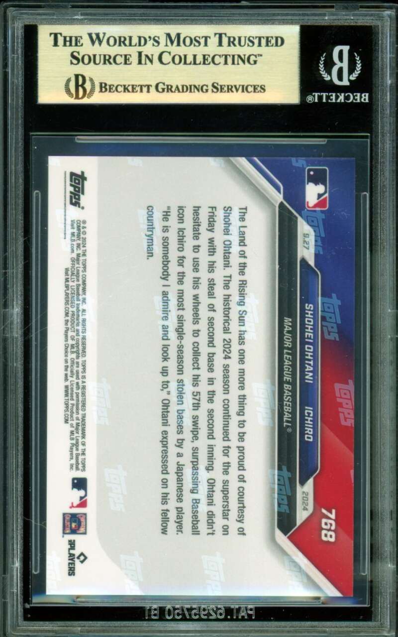 Shohei Ohtani/Ichiro Card 2024 Topps Now #768 (PRISTINE) BGS 10 Image 2