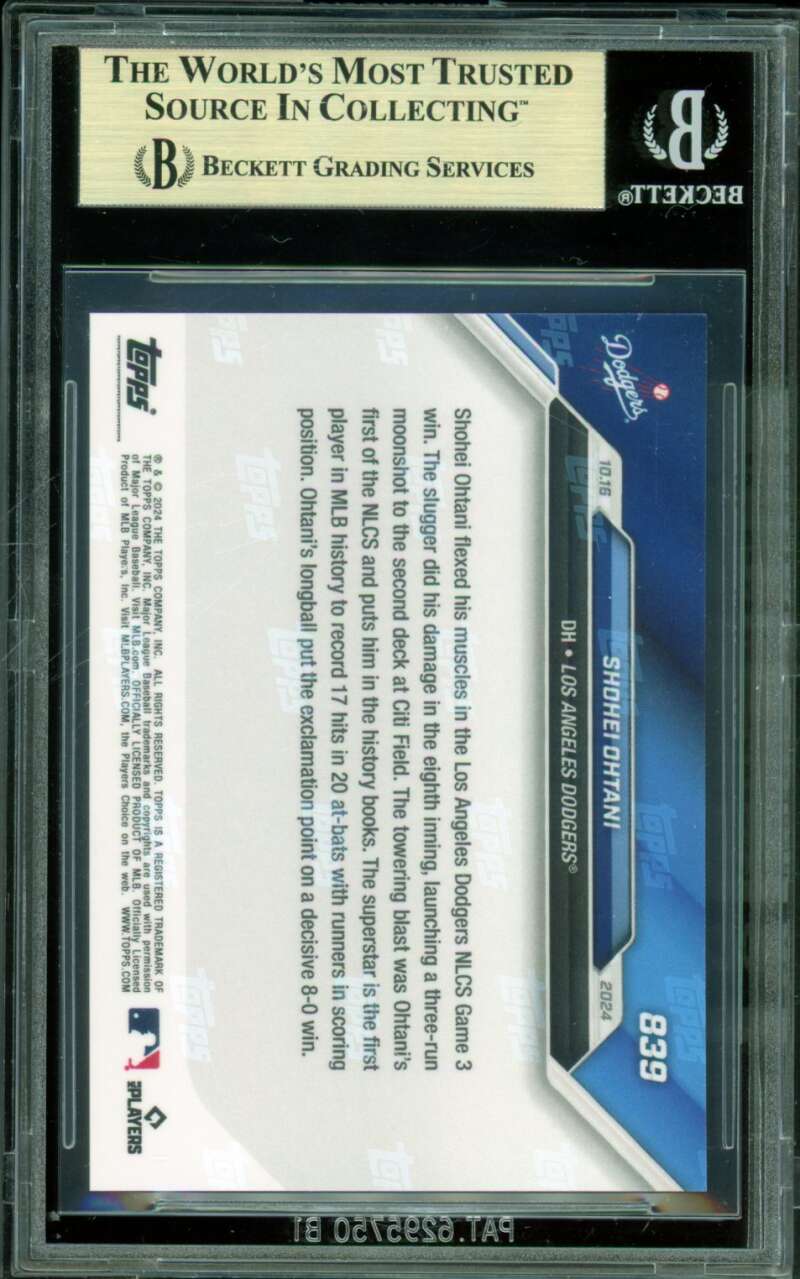 Shohei Ohtani Card 2024 Topps Now #839 (PRISTINE) BGS 10 Image 2