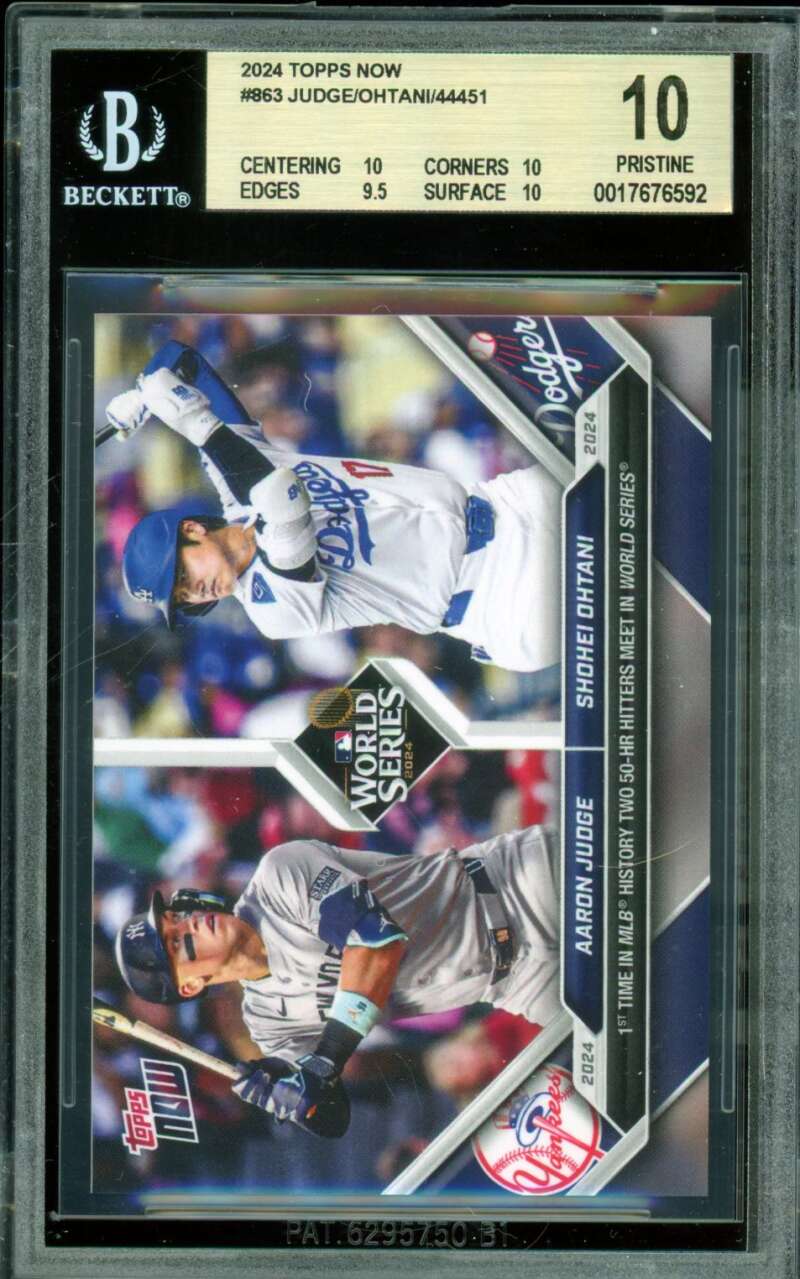 Aaron Judge/Shohei Ohtani Card 2024 Topps Now #863 (PRISTINE) BGS 10 Image 1
