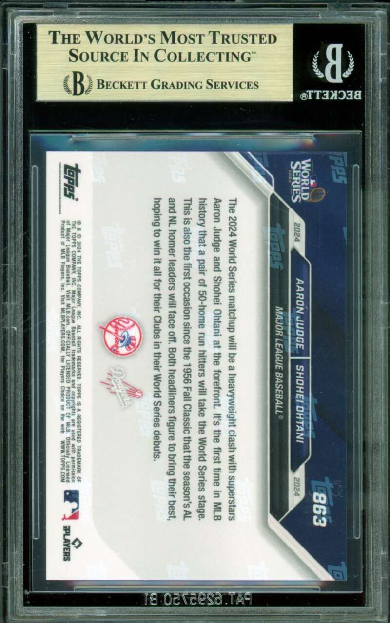 Aaron Judge/Shohei Ohtani Card 2024 Topps Now #863 (PRISTINE) BGS 10 Image 2