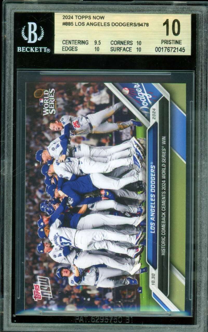 Los Angeles Dodgers Card 2024 Topps Now #885 (PRISTINE) BGS 10 Image 1