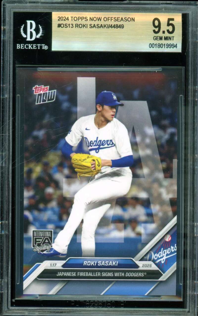Roki Sasaki Card 2024 Topps Now Offseason #OS13 BGS 9.5 Image 1