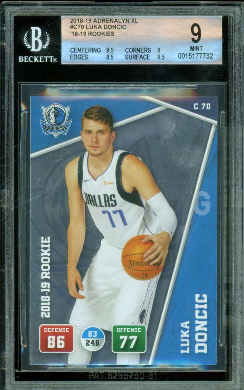 Luka Doncic Rookie Card 2018-19 Adrenalyn XL #C70 BGS 9 Image 1