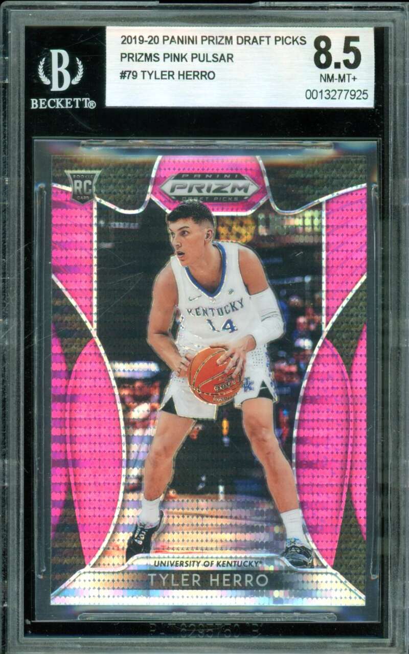 Tyler Herro Rookie 2019-20 Panini Prizm Draft Picks Pink Pulsar #79 BGS 8.5 Image 1
