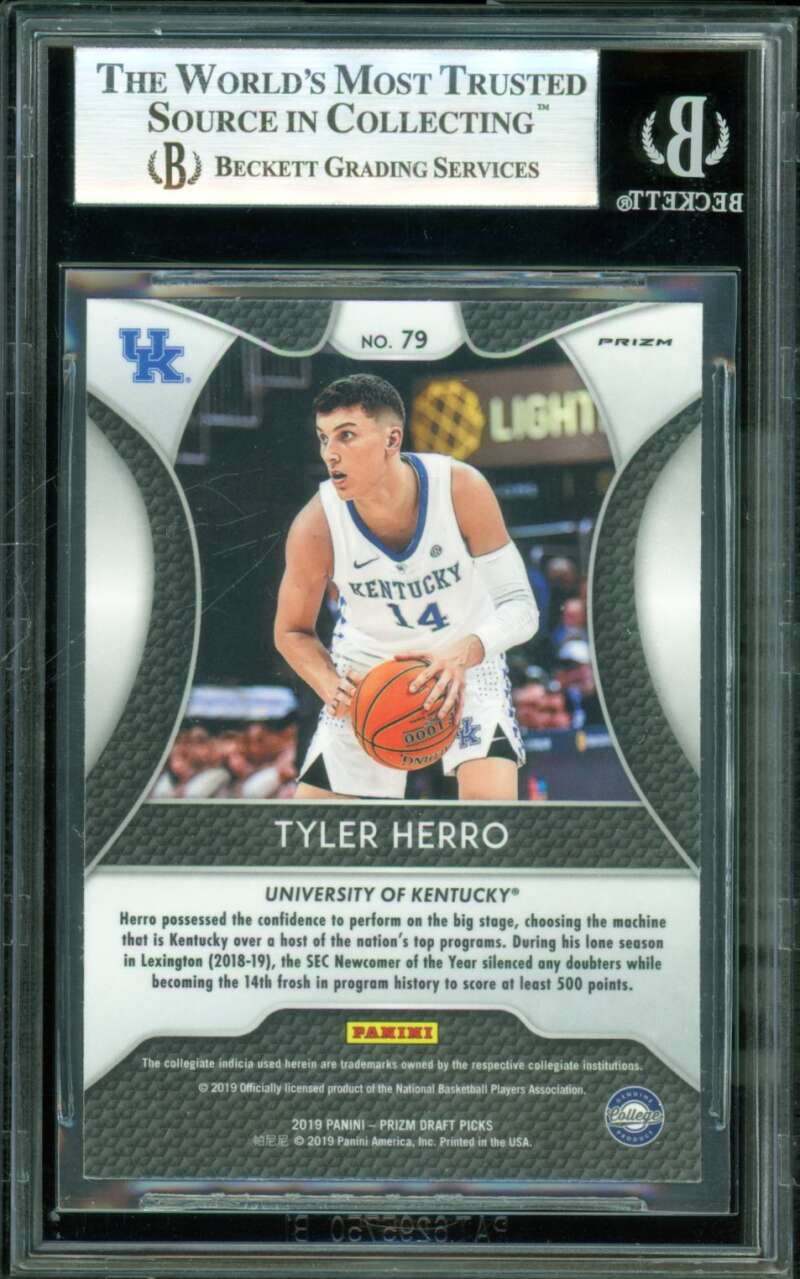Tyler Herro Rookie 2019-20 Panini Prizm Draft Picks Pink Pulsar #79 BGS 8.5 Image 2