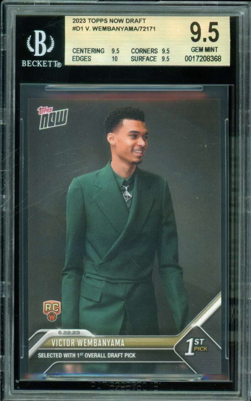 Victor Wembanyama Rookie Card 2023-24 Topps Now Draft #D1 BGS 9.5 Image 1