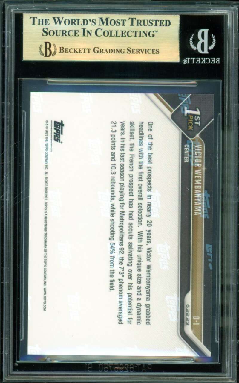 Victor Wembanyama Rookie Card 2023-24 Topps Now Draft #D1 BGS 9.5 Image 2