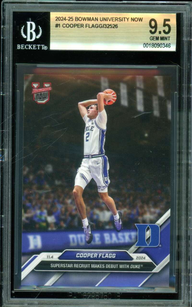 Cooper Flagg Card 2024-25 Bowman University Now #1 BGS 9.5 Image 1