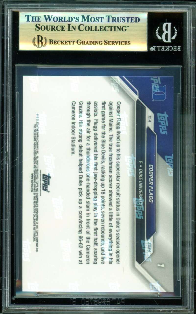 Cooper Flagg Card 2024-25 Bowman University Now #1 BGS 9.5 Image 2