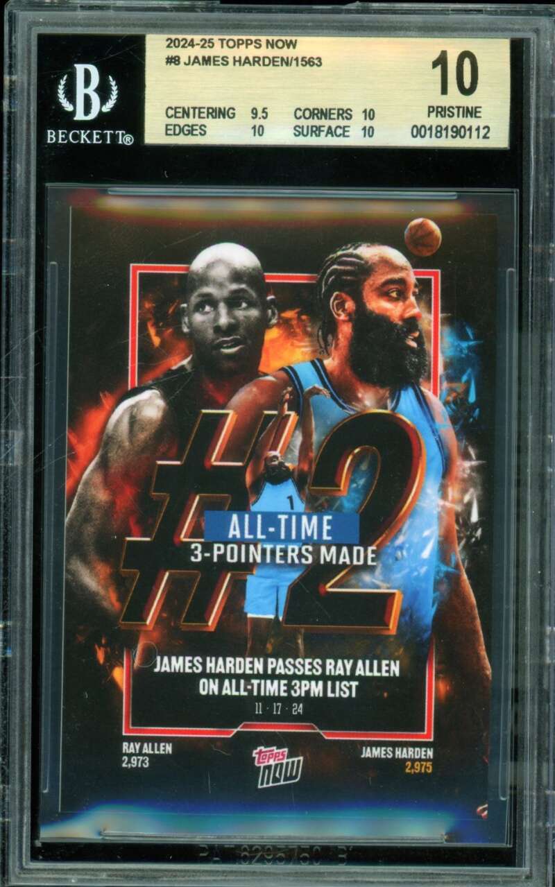James Harden Card 2024-25 Topps Now #8 (PRISTINE) BGS 10 Image 1