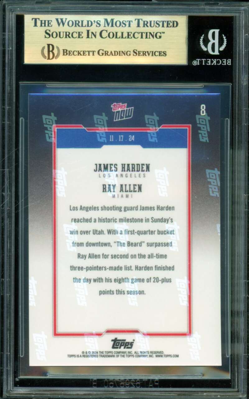 James Harden Card 2024-25 Topps Now #8 (PRISTINE) BGS 10 Image 2