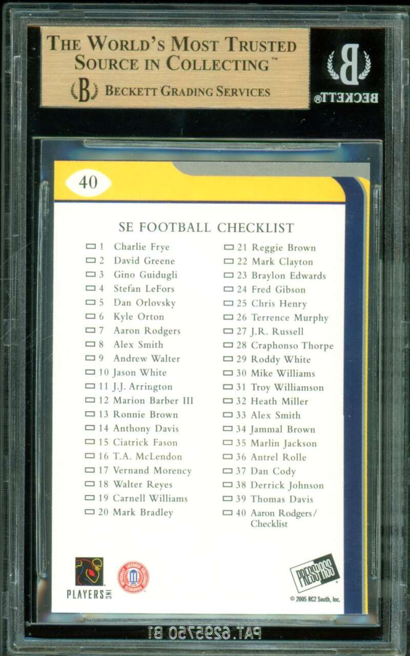 Aaron Rodgers Rookie Card 2005 Press Pass SE #40 BGS 9.5 Image 2