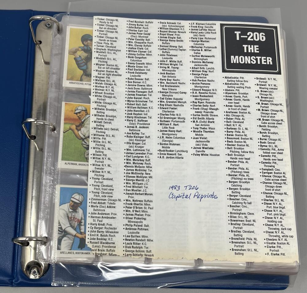1983 T-206 Capital Reprints 1909 The Monster Card Binder Set Image 1