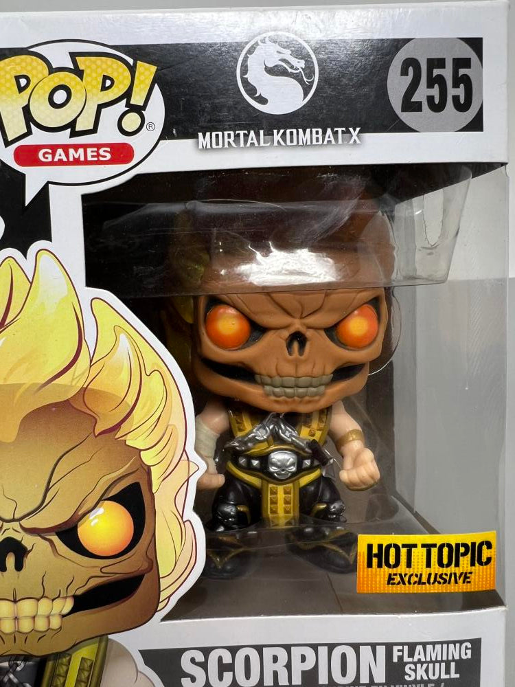 Hot Topic Exclusive Mortal Kombat X Scorpion Flaming Skull Funko Pop #255 Image 3