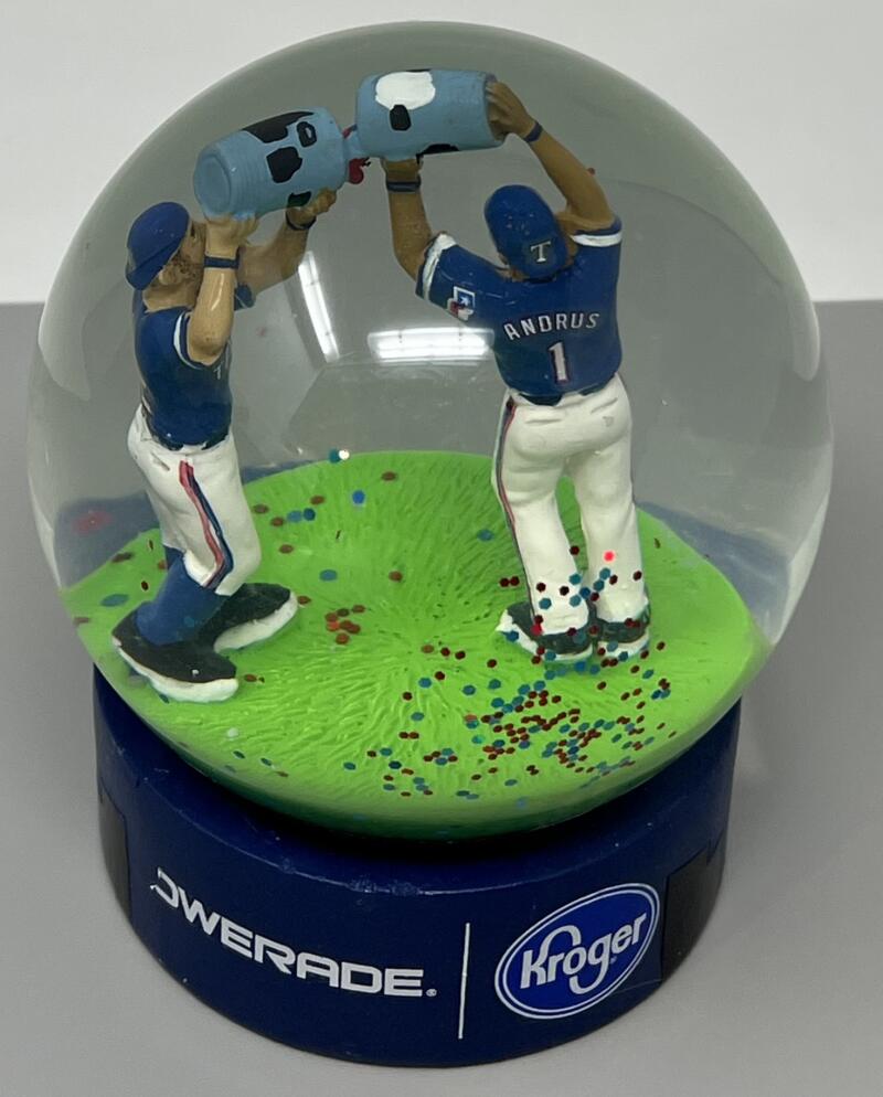 2018 Celebration Texas Rangers Andrus / Odor Snow Globe SGA Collectors  Image 2